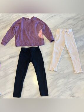 Purple Girls' Velour Pullover & Leggings Set - Unbranded